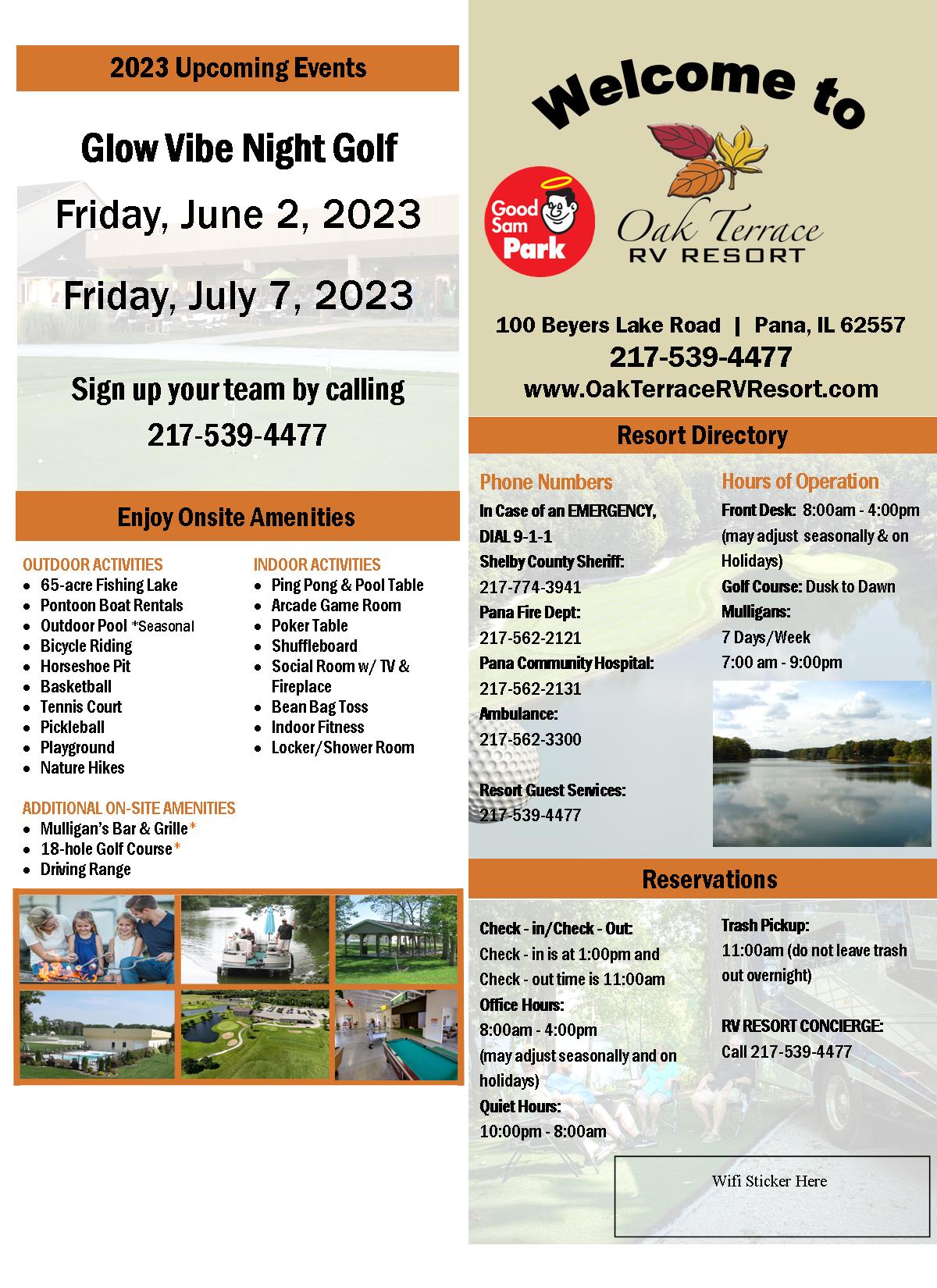 RV Resort Welcome Packet Brochure Page 1