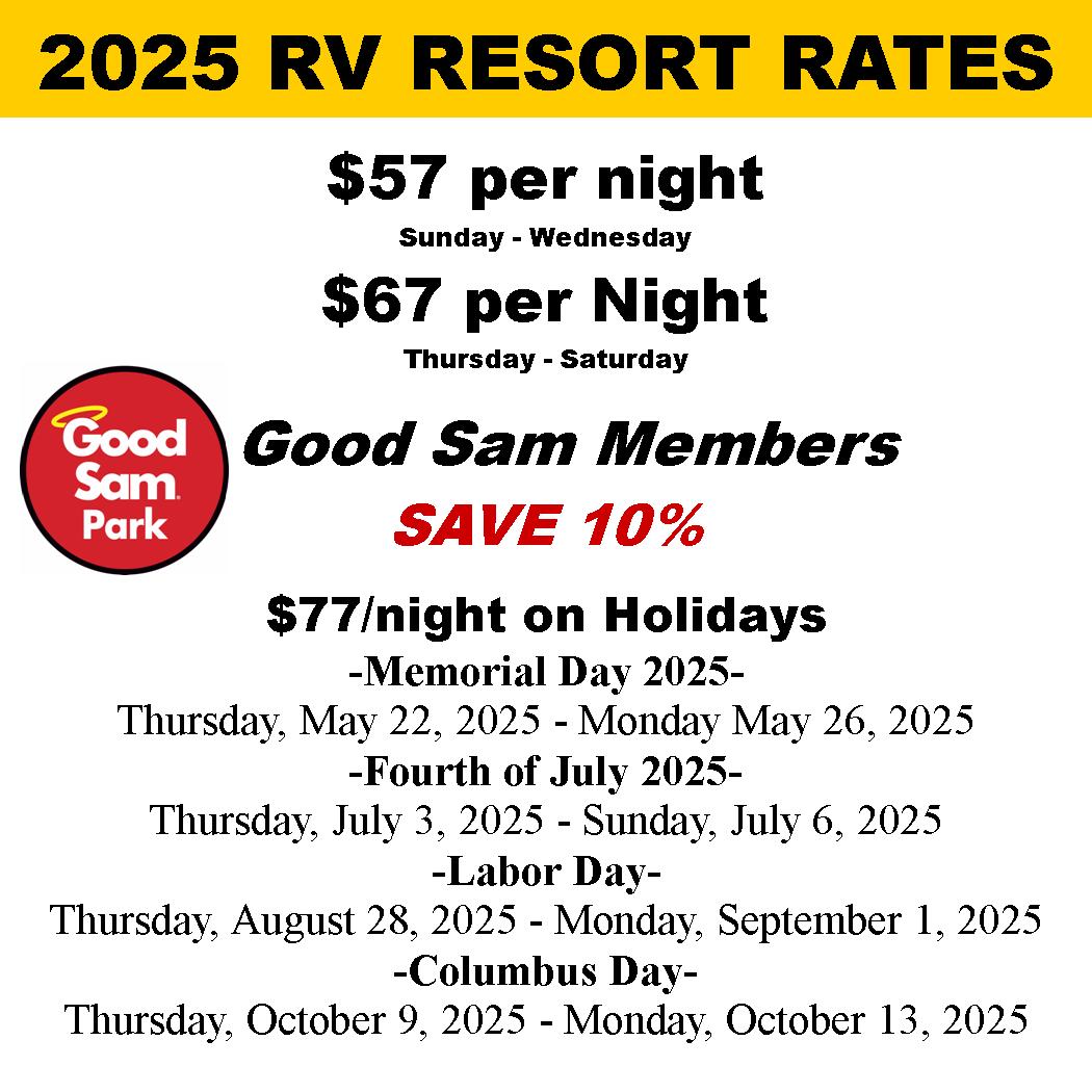RV Resort Rates 2025 RV Resort Rates 2025